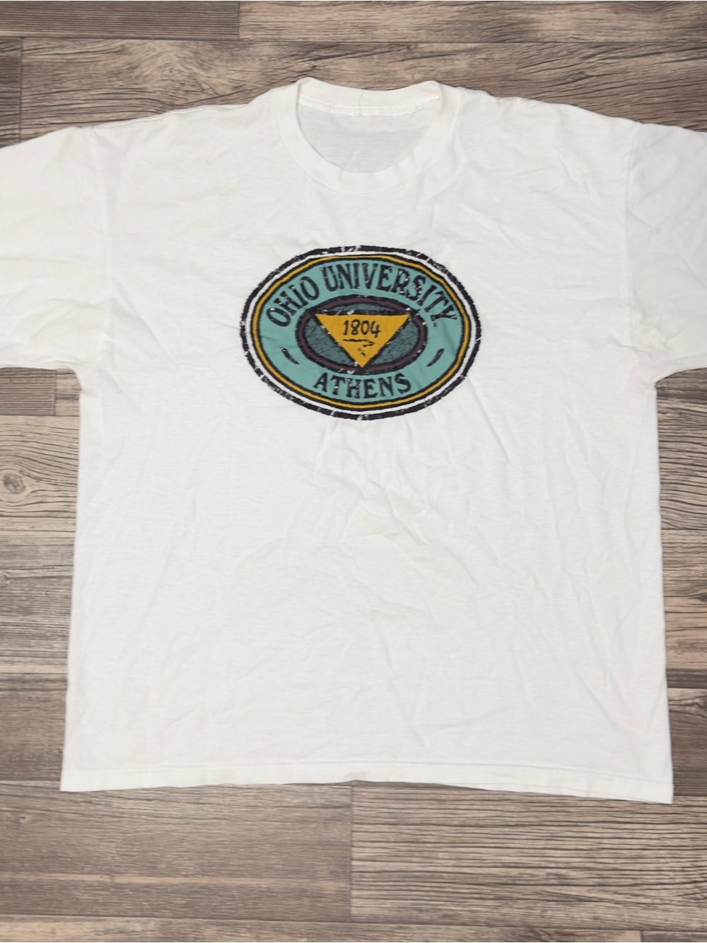 Ohio University Athens 1804 Distressed Crest Tee Fits Large/XL